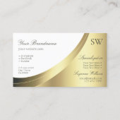 Modern White and Gold Decor met Monogram Luxury Visitekaartje (Achterkant)