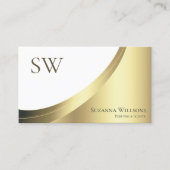 Modern White and Gold Decor met Monogram Luxury Visitekaartje (Voorkant)