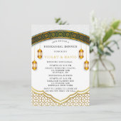 Modern White and Gold Islamic Rehearsal Dinner Kaart (Staand voorkant)