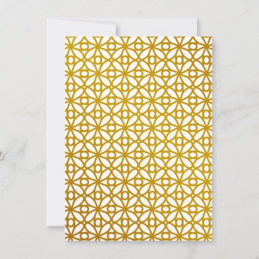 Modern White and Gold Islamic Wedding Kaart (Achterkant)