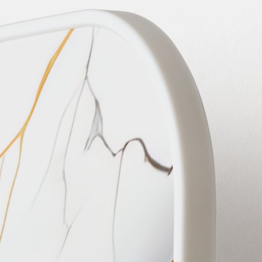 Modern White and Gold Marbled Monogram Name Pickleball Paddle (Links Detail)