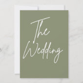 Modern White and Green Simple Wedding  Kaart (Achterkant)