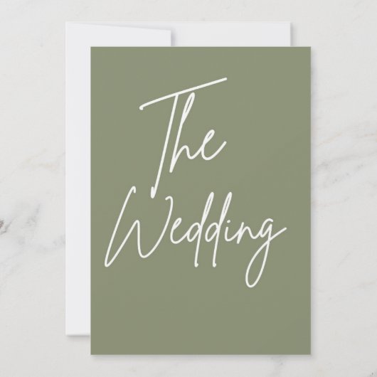 Modern White and Green Simple Wedding Kaart (Achterkant)