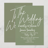 Modern White and Green Simple Wedding  Kaart (Voorkant / Achterkant)