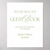 Modern White and Green Wedding Guestbook Poster (Voorkant)