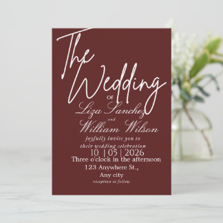 Modern White and red Simple Wedding  Kaart