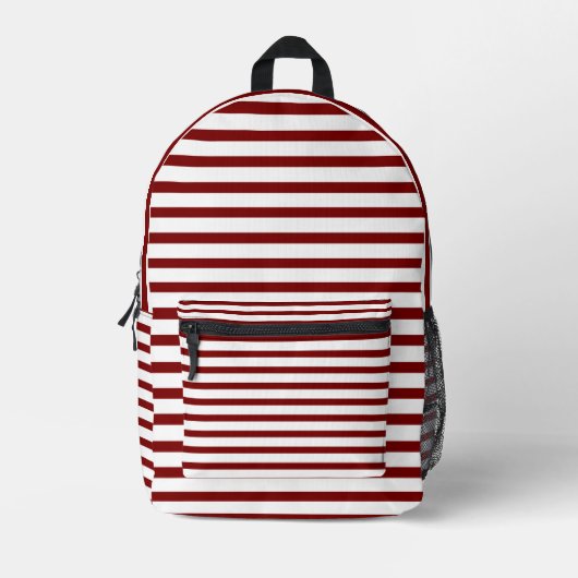 Modern White Backpack with Deep Red Line Art  Bedrukte Rugzak (Voorkant)