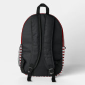 Modern White Backpack with Deep Red Line Art  Bedrukte Rugzak (Achterkant)