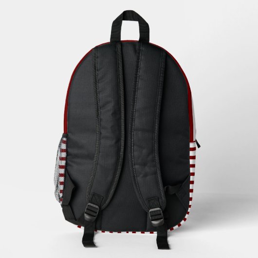 Modern White Backpack with Deep Red Line Art  Bedrukte Rugzak (Achterkant)