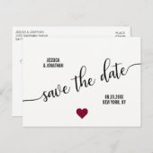 Modern White Black BURGUNDY Weddenschap BEWAART DE Aankondigingskaart (Voorkant / Achterkant)