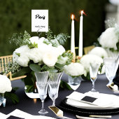 Modern White Black Custom Wedding Table Name Kaart