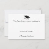 Modern White Black Gold afstuderen Bedankkaart (Achterkant)