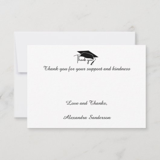 Modern White Black Gold afstuderen Bedankkaart (Achterkant)