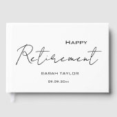 Modern White Black Happy Retirement Personalized  Gastenboek (Voorkant)