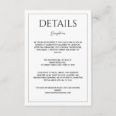 Modern white black minimalist wedding details informatiekaartje (Voorkant)