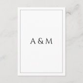 Modern white black minimalist wedding details informatiekaartje (Achterkant)