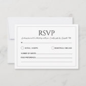 Modern white black minimalist wedding RSVP kaartje (Voorkant)