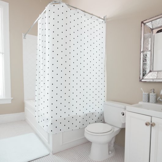 Modern White Black Polka Dots Pattern Douchegordijn (In situ)
