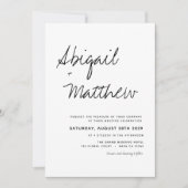 Modern White Black Simple Handwriting Boho Wedding Kaart (Voorkant)