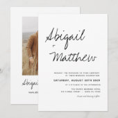 Modern White Black Simple Handwriting Boho Wedding Kaart (Voorkant / Achterkant)