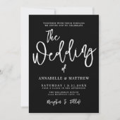 Modern White Black Simple Wedding Kaart (Voorkant)
