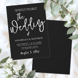 Modern White Black Simple Wedding Kaart