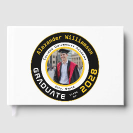 Modern White Black Yellow Graduation Photo Gastenboek