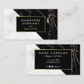 Modern White BlackSilver Marble Visitekaartje (Voorkant / Achterkant)