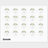 Modern White Blooming Floral Handwriting Wedding Ronde Sticker (Vel)