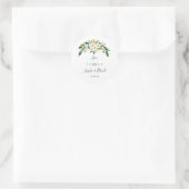 Modern White Blooming Floral Handwriting Wedding Ronde Sticker (Tas)