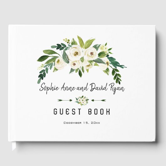 Modern White Blooming Floral Wedding Planner Gastenboek (Voorkant)