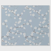 Modern White Blue Cherries Blossom Floral Pattern Cadeaupapier (Vlak)