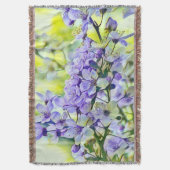 Modern White Blue Cherry Blossom Waterverf Deken (Voorkant Verticaal)