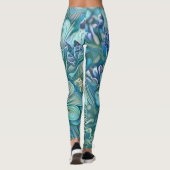 Modern White Blue Cherry Blossom Waterverf Leggings (Achterkant)