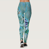 Modern White Blue Cherry Blossom Waterverf Leggings (Achterkant)