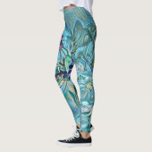 Modern White Blue Cherry Blossom Waterverf Leggings (Links)