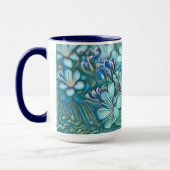 Modern White Blue Cherry Blossom Waterverf Mok (Links)