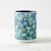 Modern White Blue Cherry Blossom Waterverf Mok (Midden)