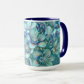 Modern White Blue Cherry Blossom Waterverf Mok (Voorkant rechts)