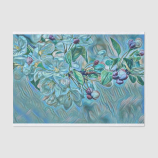 Modern White Blue Cherry Blossom Waterverf Tissuepapier