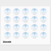 Modern White Blue Cross COMMUNION Boy Dank je Ronde Sticker (Vel)