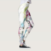 Modern White Blue Roze Cherry Blossom Waterverf Leggings (Rechts)