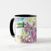 Modern White Blue Roze Cherry Blossom Waterverf Mok (Voorkant links)