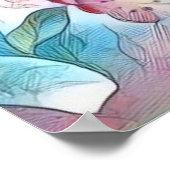 Modern White Blue Roze Cherry Blossom Waterverf Poster (Hoek)