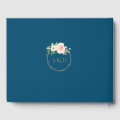 Modern White Blush Flowersl Gold Wedding Gastenboek (Achterkant)