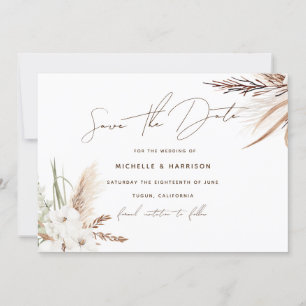 Modern White Bohemian Floral Wedding Save The Date