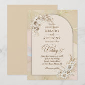 Modern White Boho Floral Arch Wedding Invitation Kaart (Voorkant / Achterkant)