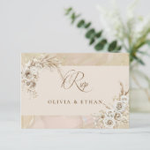 Modern White Boho Floral Arch Wedding RSVP Card (Staand voorkant)