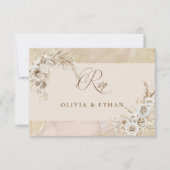 Modern White Boho Floral Arch Wedding RSVP Card (Voorkant)
