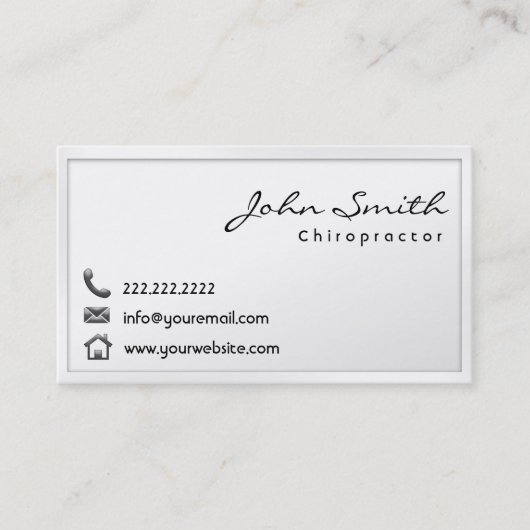 Modern White Border Chiropractor Visitekaartje (Voorkant)